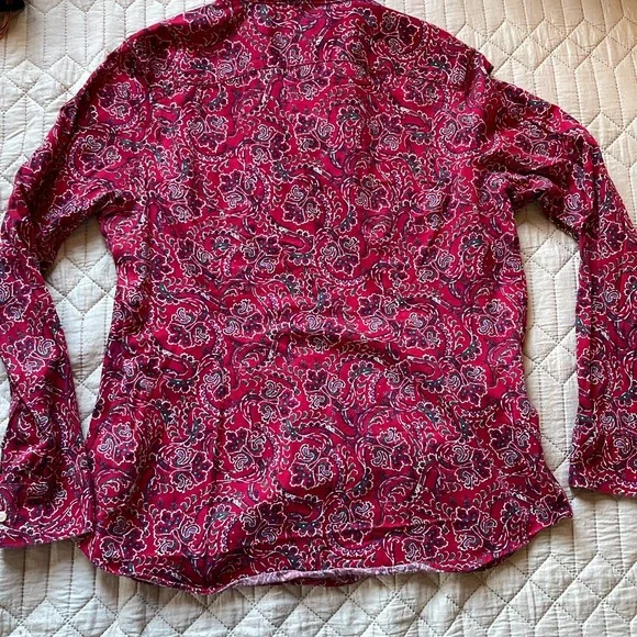 Western Holiday Paisley Button Down | Red Western Shirt | Vintage RL Christmas - Picture 5 of 6